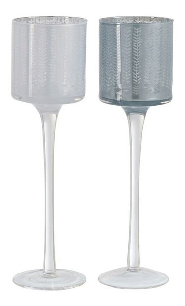 Svietnik Jolipa Na čajovú sviečku Sophisticated Delights (7x7x25cm) (Biela + Modrá) (2ks)