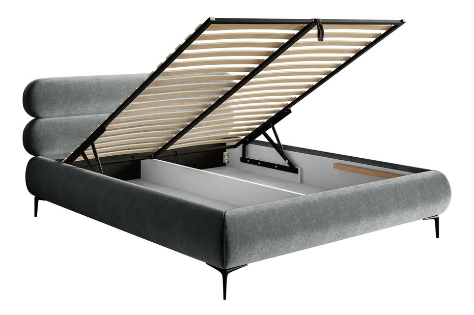 Bračni krevet 160 cm Rirri 160 (s podnicom) (s prostorom za odlaganje) (siva + zlatna)