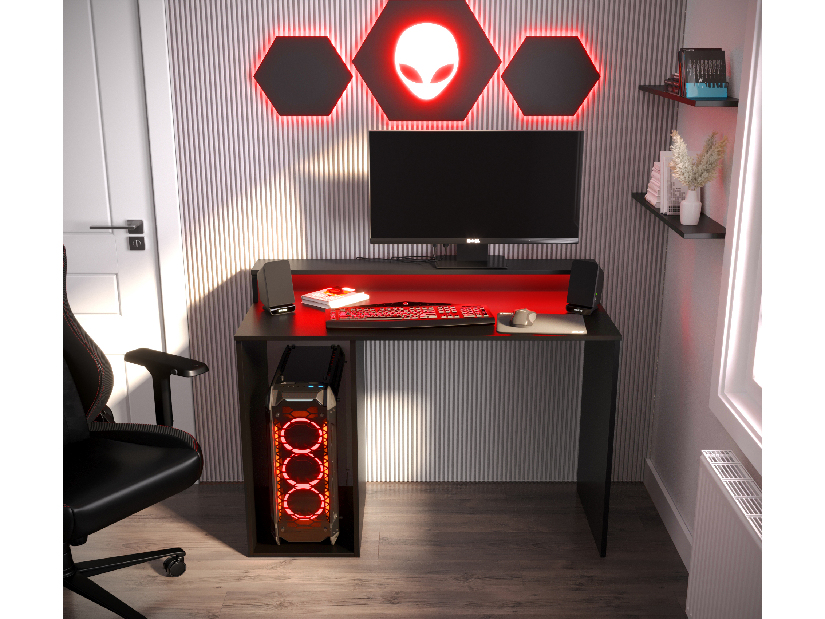 Sarok Gamer PC asztal Garrick 2 (fekete) (LED RGB világítással)