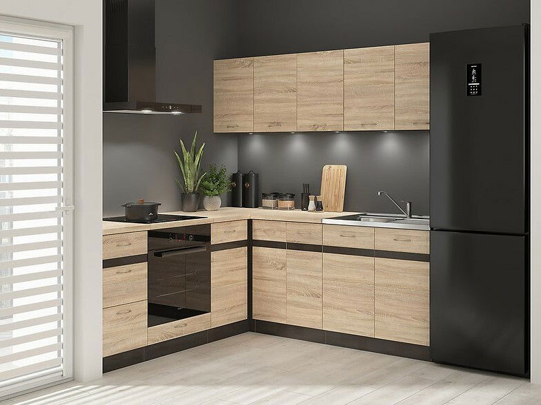 Rohová kuchyňa BRW Junona Line 200 + 200 cm (wenge + dub sonoma)