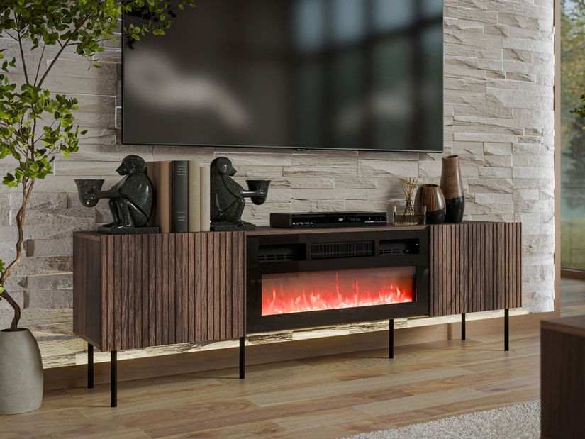 Masă TV cu șemineu electric Orlandio 180 (nuc warmia)