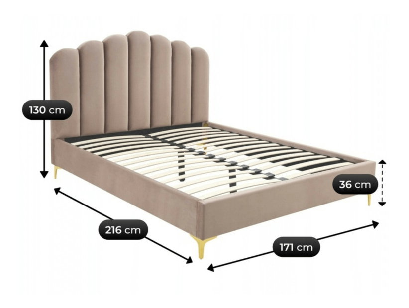Manželská posteľ 160 cm Gradosia (krémová) (s roštom)