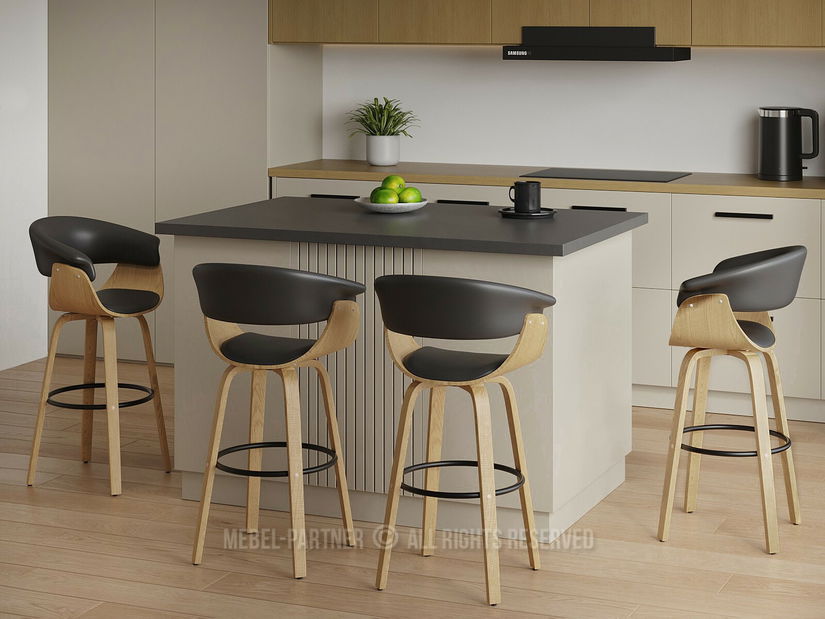 Scaun bar Elynah 75 (negru + stejar)