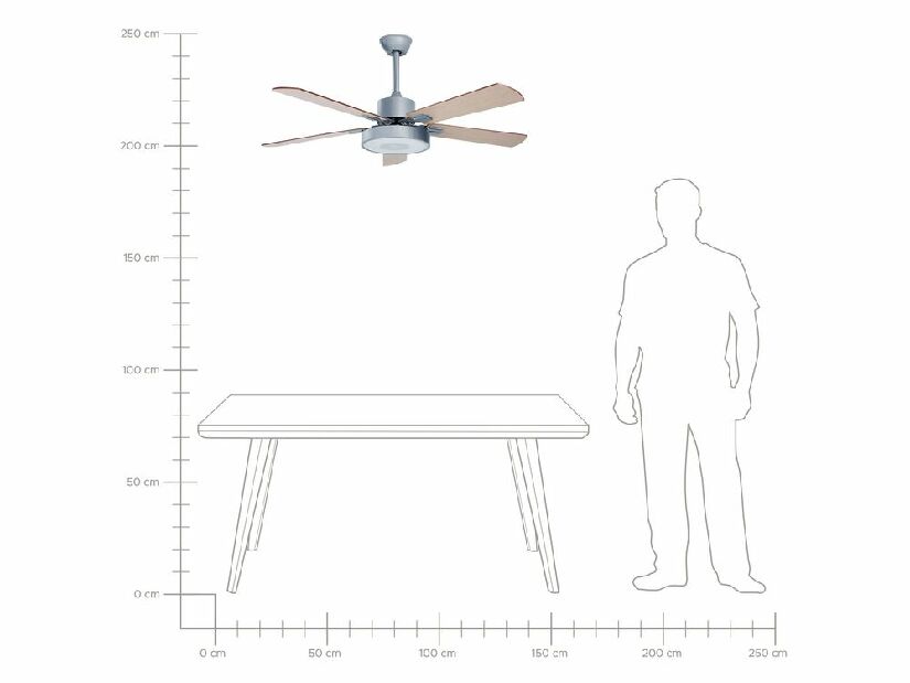 Stropný ventilátor so svetlom Helix (sivá)