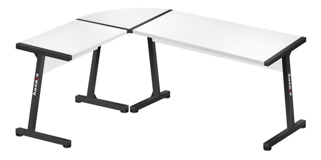 Rohový PC stolík Hyperion 6.0 (čierna + biela)