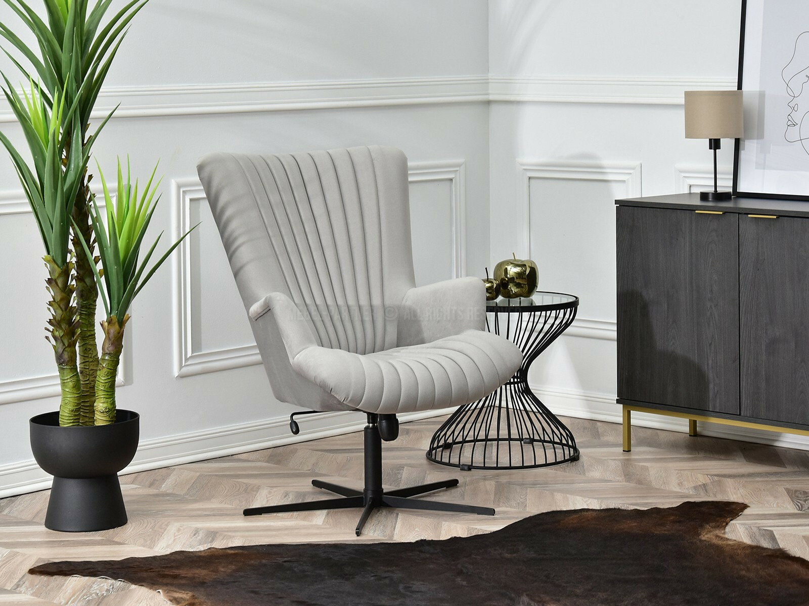 Relaxačné kreslo Elesenta (svetlosivá + čierna)