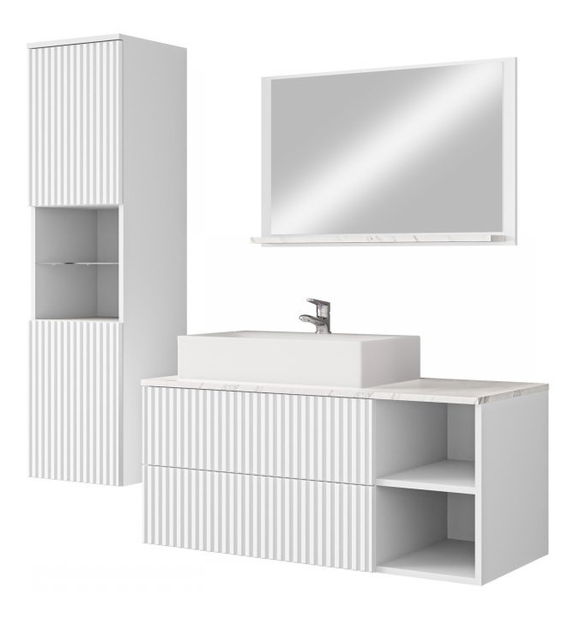 Set mobilier baie Kiago II (alb + marmură bianco)
