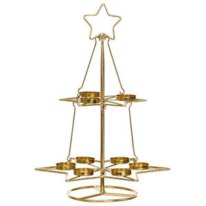 Kovový svietnik v tvare stromčeka (zlatá)