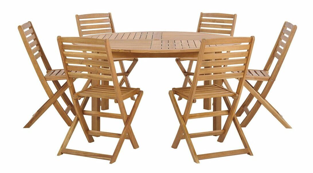 Set pentru grădină TALAVO (lemn deschis) (pentru 6 persoane)