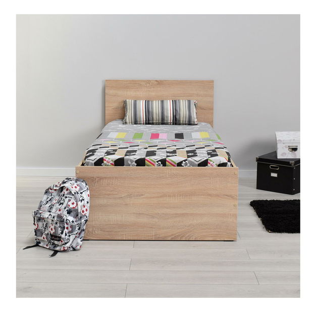 Pat de o persoană 90 cm Krynalona 1 (cu somieră) (stejar sonoma)