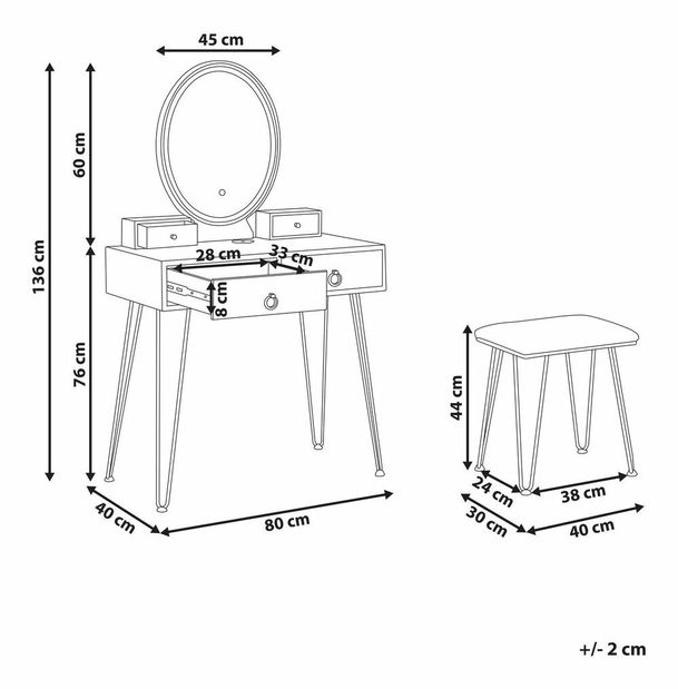 Fésülködő asztal Soja (fehér)