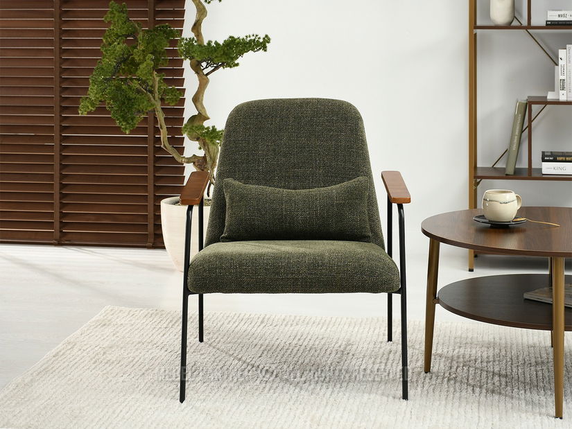 Kreslo Elba (zelená + orech)