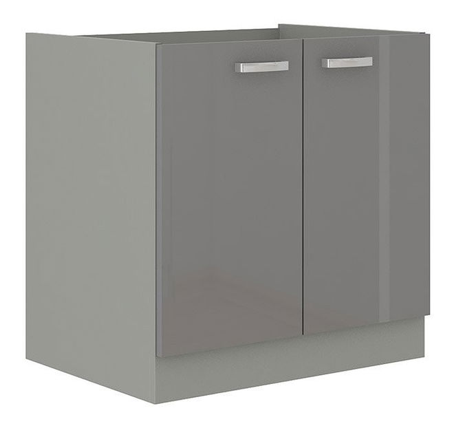 Alsó konyhaszekrény mosogató alatt Milo 80 ZL 2F BB (szürke + szürke fényes)