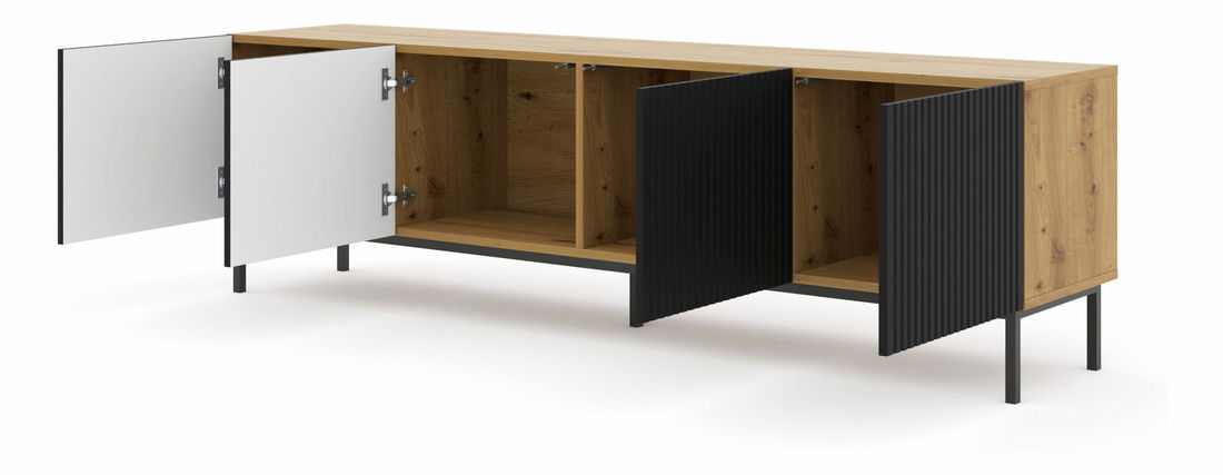 Masă TV 4D 200 Rowanna (Stejar artisan + Negru)