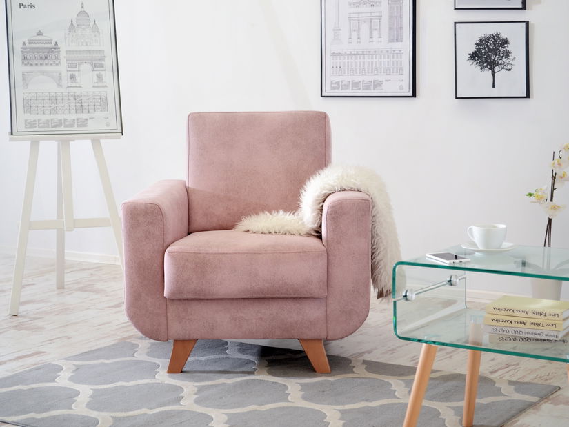 Relaxačné kreslo Kadim (ružová + buk)