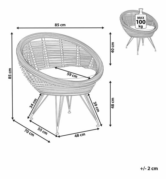 Fotoliu de grădină Marza (natural)