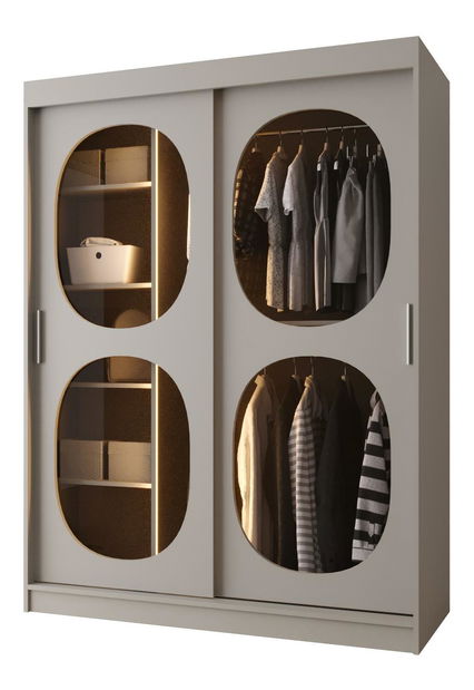 Šatníková skriňa 150 cm Boomer 2 (kašmír) (s osvetlením)