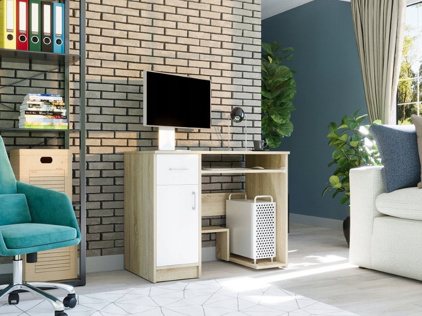 Masă PC Nolgo (stejar sonoma + alb)