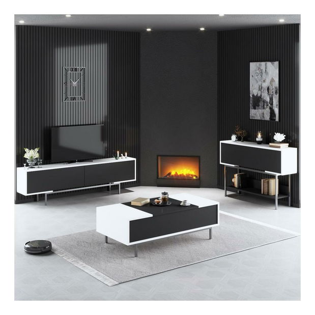 Dohányzóasztal Flair 1 (fekete + fehér + ezüst) 