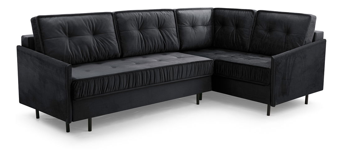 Sarokkanapé Aisha (fekete) (B)