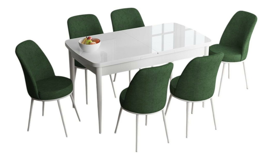 Jedálenský set Hana (biela + zelená) (pre 6 osôb)