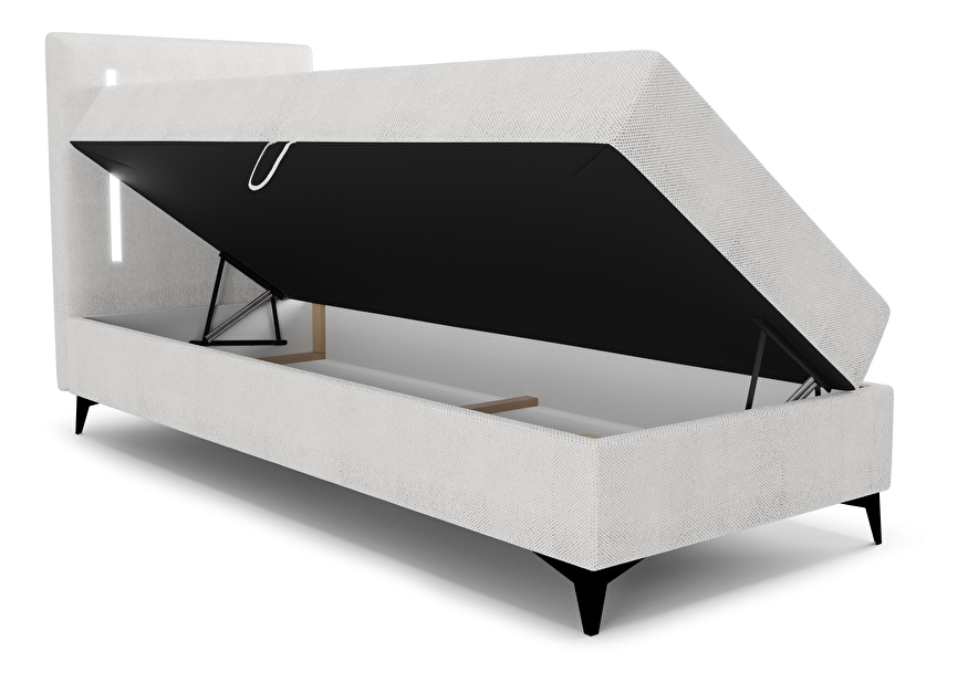 Egyszemélyes ágy 80 cm Ortega Bonell (szürke) (ágyráccsal, tárolóhellyel) (LED világítás)