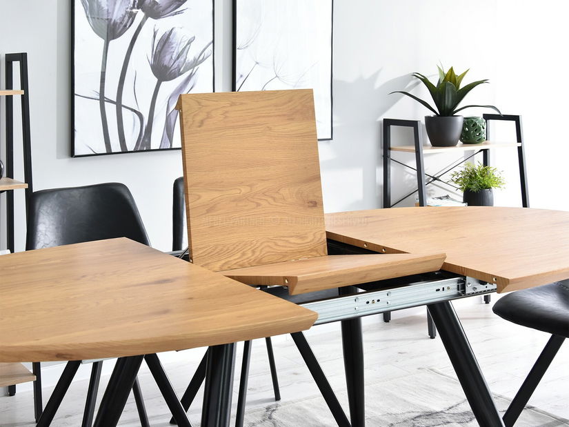 Masă de sufragerie Lisbon (stejar + negru)