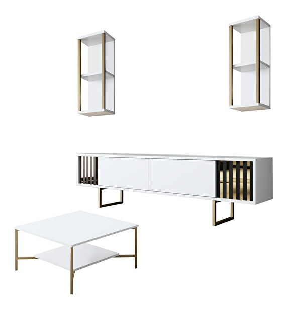 Mobilier living Golden (Alb + Auriu)