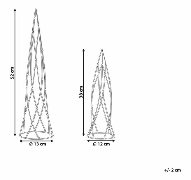 Set 2 ks LED dekorácia vianočné stromčeky Neiza (čierna)