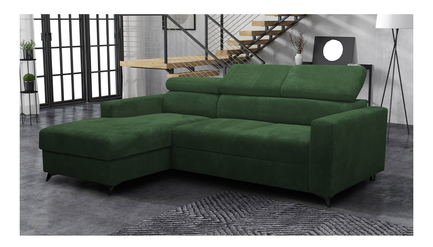 Sarokkanapé Laviosuna Premium (sötétzöld) (tárolóhellyel) (B)