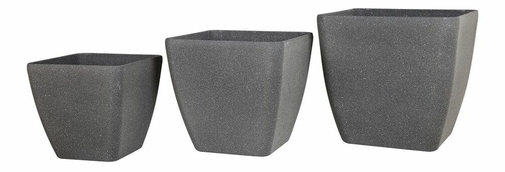 Set 3 buc ghiveci ZONS (sticlă laminat) (gri)