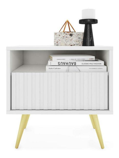 Éjjeliszekrény Biel B3 (fehér + arany)