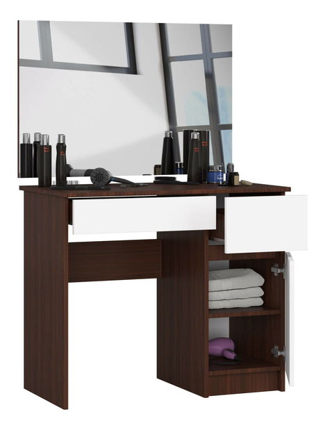 Masă de toaletă Parijat (wenge + Alb) (cu oglindă) (D)