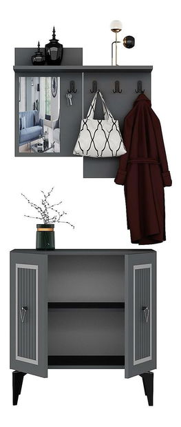 Predsieňová zostava Tideno (antracit + strieborná) 