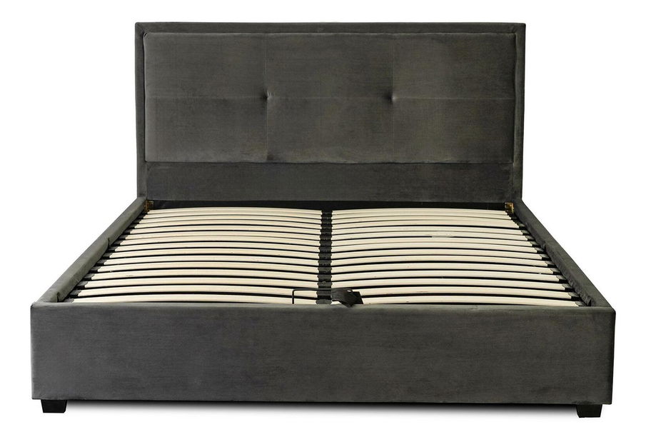 Pat matrimonial 160 cm Acompanaba (gri) (cu somieră) (cu sp. depozitare)