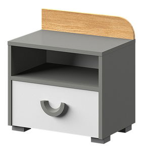 Noćni stolić tip CA12 Caryl (svijetli grafit + bijela sjajna + hrast Nash)
