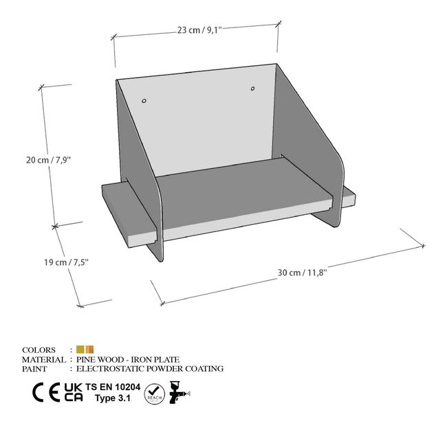 Raft de perete Shortia 1 (auriu)