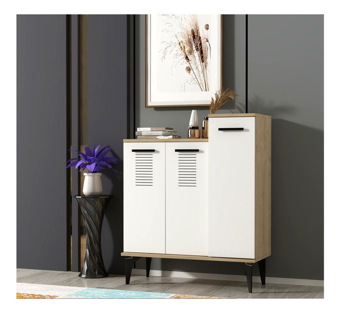 Botník (skrinka na topánky) Vipapo 10 (dub zafírový + biela)