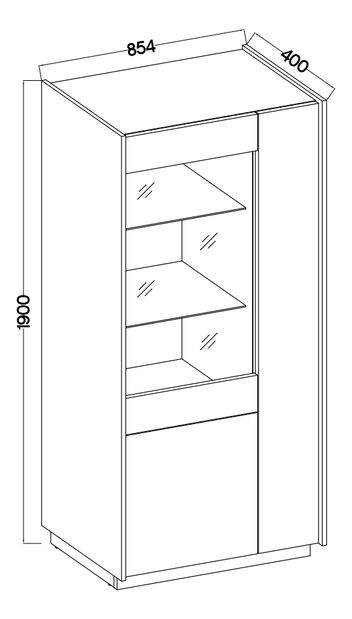 Vitrină Kabal I (bej + nuc închis)