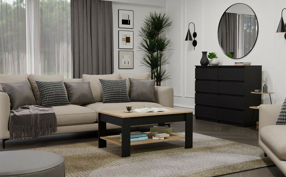 Konferenčný stolík Oxido 1 (dub artisan + čierna)