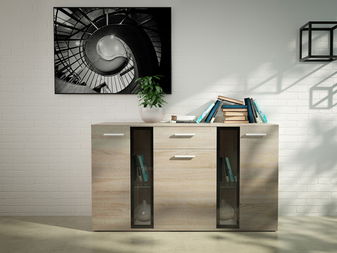 Vitrína Saul (dub sonoma) (bez osvetlenia)