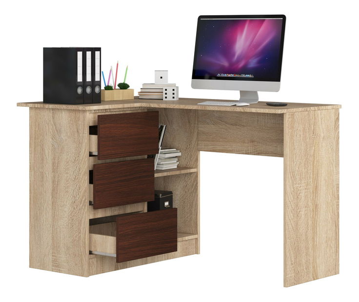 Masă PC de colț Bodhi (Stejar sonoma + wenge) (S)