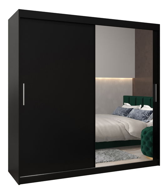 Dulap de haine 200 cm Toki 2 (negru mat + negru mat)