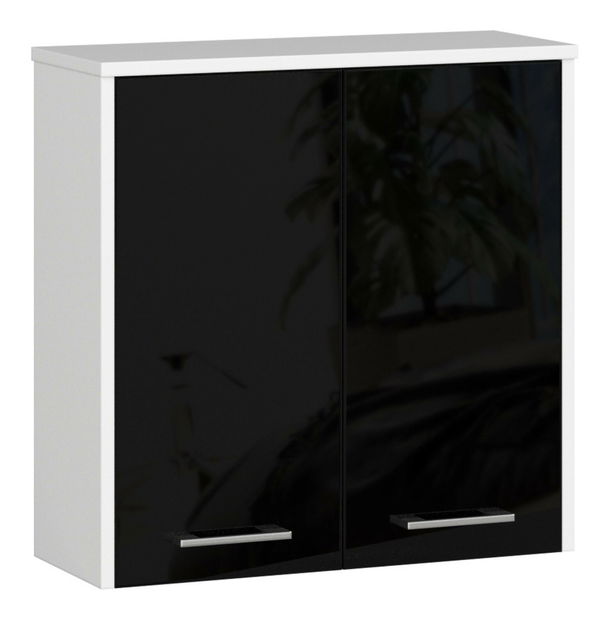 Dulap de baie suspendat Farid TYP5 (Alb + Negru lucios)