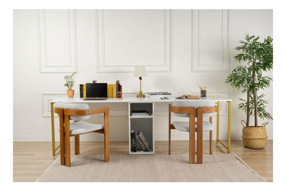 PC asztal Torpedo (fehér + arany) 