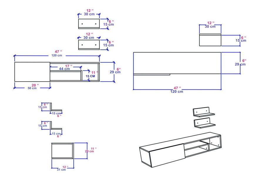 Set za dnevni boravak Zamial (bijela)