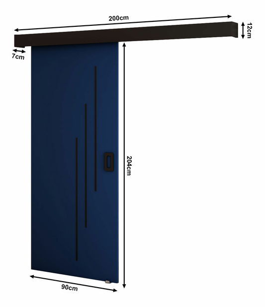Uși culisante 90 cm Bethany VI (albastru închis + negru mat)