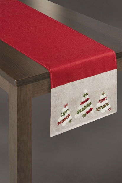 Obrus 33X140 cm Monic1 (červená + strieborná) (1 ks)