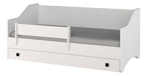 Pat pentru copii 160x80 cm Naty I (cu somieră și saltea) (Alb + Gri)