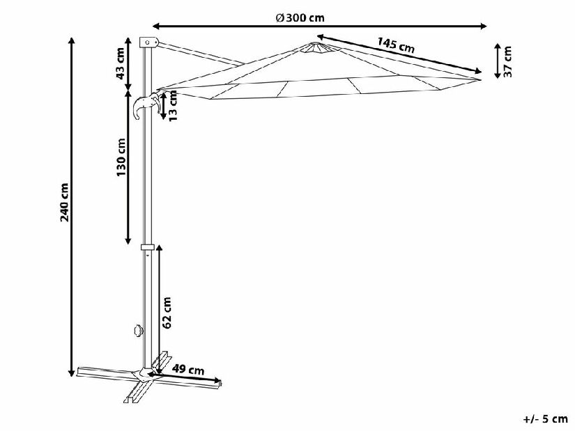 Záhradný slnečník 300 cm SAVISSI (hliník) (tmavosivá)